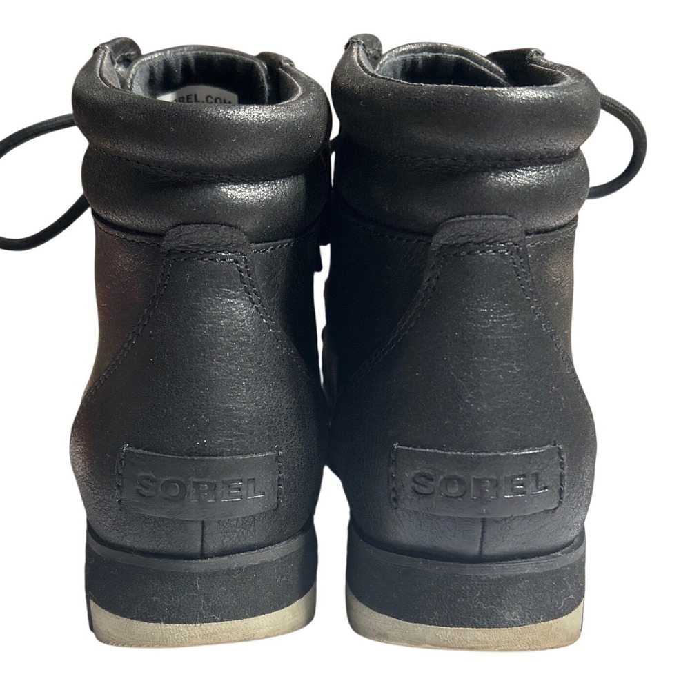 Sorel Harlow Black Leather Waterproof Lace Up Ankle Boots Women's Size 8.5 - Picture 7 of 11